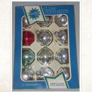 Vintage Coby Glass Tree Ornaments Box Set of 12